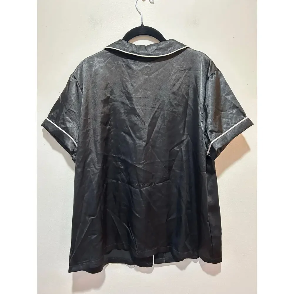 Tart Intimates NWT black pajama top size L short sleeve silky - Picture 3 of 7